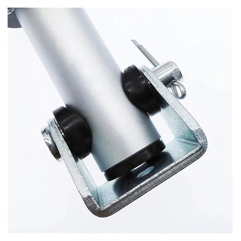 2-piece U-shaped actuator mounting bracket in silver metal with bolt holes, close-up view