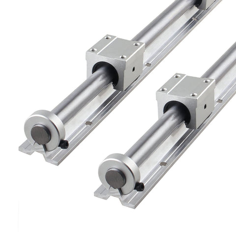 Pro Grade Linear Rail Kit For DIY CNC Projects 600mm SBR16 Rails With 4 SBR16UU Blocks And 4 Fixing Rings Smooth X Y Z Motion Actuator System Built For Precision And Easy Upgrades In Any Shop Or Garage, chrome steel rails