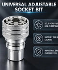 Adjustable Universal Socket Wrench For 38 Inch Drive Ratchet And Torque Adapter Three Piece Set, chrome socket bit with hex clamping.
