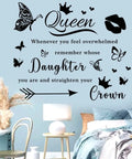 Queen Inspired Wall Sticker Set For Teen Girls Bedroom And Living Room Motivational Vinyl Wall Decals, butterfly and quotes design