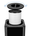 Compatible With KJ150 And SY910 Air Purifier Replacement Filter H13 True HEPA High Efficiency Filter 360 Degree Rotating Design to keep air fresh and clean, showing filter installation process