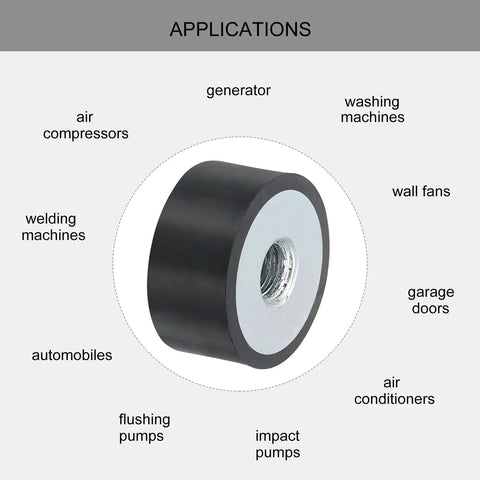Smooth Ride Rubber Mounts With M6 Female Thread, 20X10mm Vibration Isolator Pads for various machines and applications.