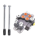 Front view of Double Acting Hydraulic Control Valve With 2 Spool System 11 GPM 3600 PSI SAE Ports for tractors and loaders.