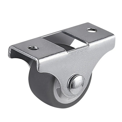 16 Pack Heavy Duty Caster Wheels 1 Inch Rigid Non Swivel Ball Bearing Trolley Casters Built Tough As Nails For Gliding Smooth Across Any Floor Without Breaking A Sweat close-up of a single caster wheel with a metal bracket and rubber tire.
