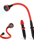 2 In 1 Bendable Watering Wand For Garden And Car Cleaning, Heavy Duty Sprayer with 29 Inch Reach, visible nozzle and hose