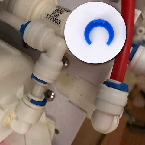 One Quarter Inch Locking Clips 50 Pack For Reverse Osmosis RO Water Line Quick Connect Fittings Blue Plastic Clips Easy To Use And Lock It Down RO System Fittings Non Toxic Material