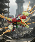725 Piece Mechanical Dinosaur Attack Set With Tyrannosaurus Rex, Pterosaur And Off Road Vehicle In A Dino Park World Build Kit For Ages 6 To 14 And A Great Birthday Gift For Boys And Girls. Mechanical pterosaur brick model on display stand.