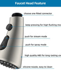 Universal Kitchen Faucet Replacement Sprayer Head With 14 Adapters No Sweat Setup Brushed Nickel features high quality ABS and silicone nozzle.