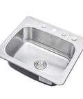 Single Bowl Stainless Steel Kitchen Sink 25 By 22 By 9 Inches Top Mount Drop In With Strainer And Dish Rack 18 Gauge T304 Rust Resistant Dent Proof Four Faucet Holes No Fuss Install