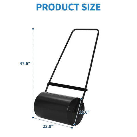 Heavy Duty 23 Inch Lawn Roller With 13 Gallon Water Or Sand Fill Push And Tow Behind Yard Roller With U Handle And Built In Scraper Bar