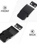 Front and back view of Two Pack Stainless Steel Buckle Latches Black Toggle Hasp For Cabinets And Boxes with black finish.
