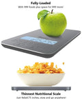 All In One Food Scale With Built In Nutrition Calculator For Easy Meal Prep And Real Weight Loss, 11 Lb Capacity, shown with apple