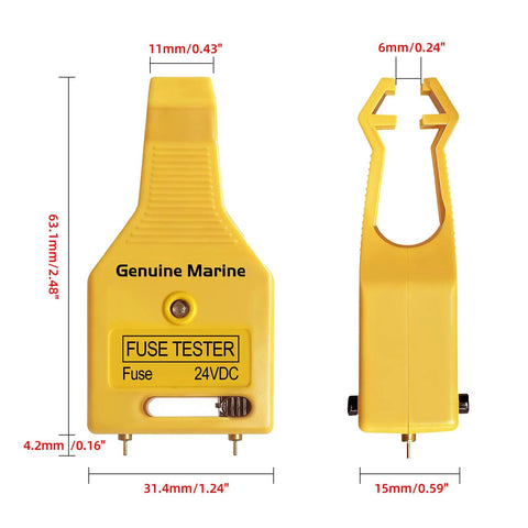 24V Automotive Blade Fuse Tester And Puller For Car Circuit Breakers ATR ATO ATC ATM Reset Tool Glass Tube Fuse Checker With LED Indicator No Fuss Quick Removal And Blown Fuse Check, yellow plastic, 63.1mm