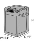 Dimensions diagram for Bread Maker Cover With Quilted Protection, Dust And Stain Resistant, Washable Slip On Design, fits 14x9x14"