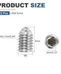 Dead Nuts Tight M6x8mm Ball Point Set Screws, 304 Stainless Steel Hex Socket Spring Plunger Grub Screws, showing dimensions.