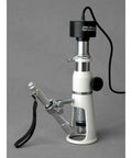 Handheld Measuring Microscope With 20x 50x 100x Magnification, 100 Unit Range, 0.01 Reticle, achromatic lenses, white and silver body