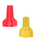 Red and yellow wire nuts from 150 Piece Mixed Assortment Bag Wire Connector Kit, Heavy-Duty Wing Grip Design, Durable Shell