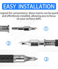Installation steps of 24 Pack Aluminum Arrow Inserts for Carbon Shafts.244 inch / 6.20mm, showcasing easy setup for archery use.