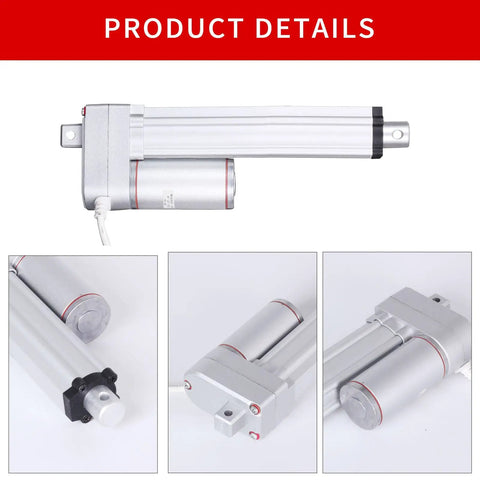 12V Electric Linear Actuator 100N Heavy Duty Load 22lb Capacity 6 Inch Stroke with mounting bracket