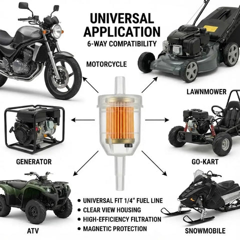 Magnetic Inline Fuel Filter Kit Ten Pack One Quarter Inch And Five Sixteenth Inch Filters For Kawasaki Briggs And Stratton Kohler Engines