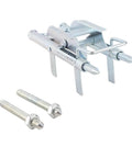 Job Site Ready Cable Threading Aid For Electricians Heavy Duty Steel Wire Pulling Pulley with bolts, silver metal construction, detailed view.