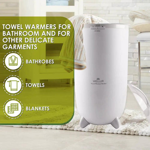 Extra Large Towel Warmer Bucket For Two Towels Robes And Blankets Heats Towels Inside And Out With Built In Timer in bathroom