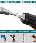 Pro Grade Heavy Duty Wire Nut Twister Drill Bit Attachment Rock Solid Two Piece Set showing compatible hex shank for drills.
