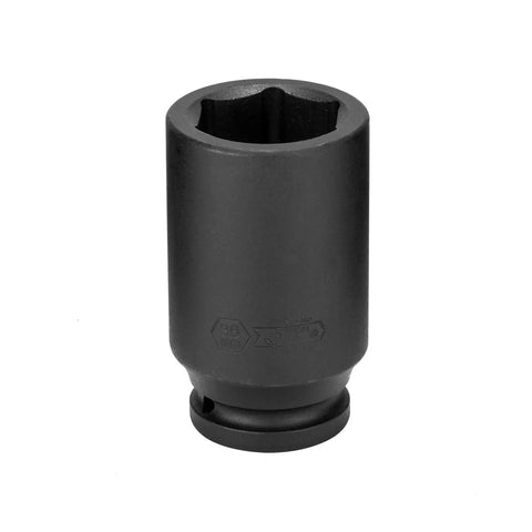 Three Quarter Inch Drive 36mm Deep Impact Socket For Axle Nut Removal Six Point Pro Grade Chromium Molybdenum Alloy Steel