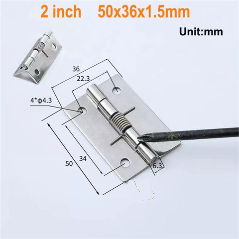 Diagram of a 2 inch stainless steel hinge from the Soft Close Self Closing Spring Hinge Kit For Cabinets In 1 Inch To 2 Inch Sizes