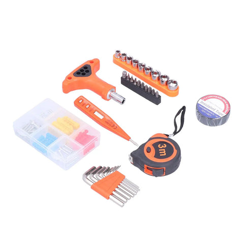 45 Piece Pro Grade Home Repair Tool Kit With Storage Case For DIY Projects And Home Handyman Use, featuring various small tools.