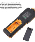 Handheld Vibration Meter And Digital Vibration Analyzer Tester With Portable Vibrometer Sensor Compact On The Go Vibration Meter For Machinery Diagnostics Data Logging And Fault Detection, black ABS plastic, open battery compartment