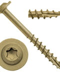 Eight By One Quarter Inch Bronze Ceramic Coated Star Drive Torx Head Exterior Truss Wood Screws Acq Lumber Approved close-up details.