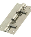 Built Tough Stainless Steel Retractable Door Removal Hinge With Spring Loaded Quick Swap Pivot Hardware For Heavy Cabinet Doors, side view showing spring-loaded mechanism.