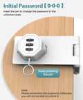 Built Like A Tank 90 Degree Cabinet Combination Lock Latch In White Heavy Duty Zinc Alloy Digital Lock Set For Office Files And Home Drawers Rust Proof Storage Hardware Smooth Fit showing initial password setup.