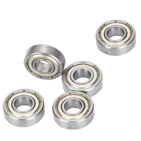 Super Fast Deep Groove Ball Bearings 698Z 10 Pack, showing five steel ball bearings with 8mm ID and 19mm OD for high speed use.