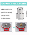 Stainless Steel Garden Hose Adapter Set Three Quarter Inch GHT Female To One Half Inch NPT Female Quick Swivel Connectors 304 Stainless Corrosion Resistant Outdoor Watering Fittings Pack Of Two shown with dimensions