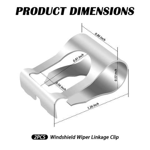 Two Pack Windshield Wiper Linkage Clip With Barb Fixing Teeth Design, Universal Wipers Transmission Clip For Car, Easy Wiper Linkage Fix, Beefy Durable Wiper Motor Assembly Clip, Replacement Accessory, 1.26 inch steel clip