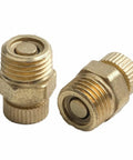 Heavy Duty Set Of Four Brass Drain Screws For Air Compressor Tanks And Compact Pumps Built Like A Tank With No Sweat Swapping Foolproof Threads Super Reliable Water Flush Drain Valve Kit, close-up view of two brass screws.