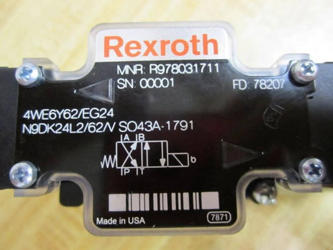 Directional control solenoid R978031711 2WE6Y62/EG24 N9DK24L2/62 24 VDC hydraulic proportional valve OEM replacement label