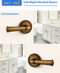 Privacy Door Lever In Antique Brass on left and right-handed doors, Retro Vintage Interior Door Handle For Bedroom And Bathroom