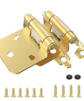 Heavy Duty 1/2 Inch Overlay Cabinet Hinges 50 Pack Self Closing With Nifty Rubber Buffer Pads Top Tier Brass Gold Hardware. Close-up view.