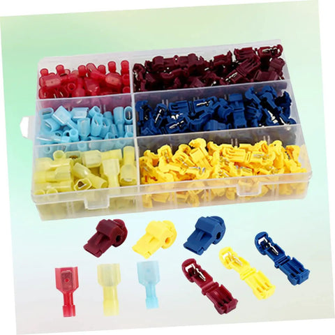 Solid 200 Pc Heat Shrink Wire Crimp Connectors Weather Pack Terminals With Insulated Speaker Box And Auto Wire Tap Kit For Heavy Duty Electrical Work That Is Totally Reliable. assorted color crimp connectors in a plastic organizer