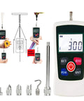 Digital Force Gauge Push And Pull Tester With LCD Display, 300N Maximum Load, 30Kgf, 65Lbf, 1080Oz, Four Measurement Units, 0.1N, 0.01kg, 0.01lb, 1oz Readouts, Inner Sensor, High Accuracy with attachments