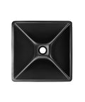 Top view of Claire 15.5 Inch Black Glass Vessel Sink For Above Counter Mount Durable Tempered Glass with 1.75 Inch Drain