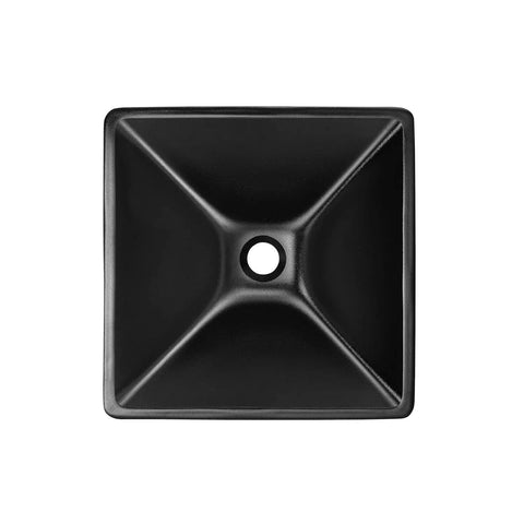 Top view of Claire 15.5 Inch Black Glass Vessel Sink For Above Counter Mount Durable Tempered Glass with 1.75 Inch Drain