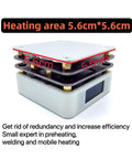 65W Mini Hot Plate Soldering Station for SMD Preheating and Rework, heating area 5.6cm x 5.6cm, compact design