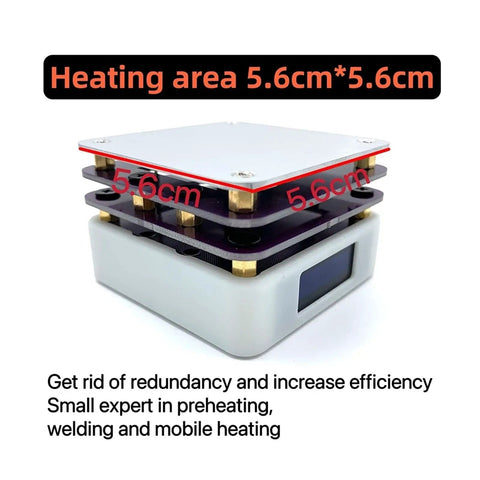65W Mini Hot Plate Soldering Station for SMD Preheating and Rework, heating area 5.6cm x 5.6cm, compact design