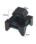 Black 10 Pack Cable Holder Groove Clip for 4545 Aluminum Profiles, showing dimensions for wire management, nylon construction