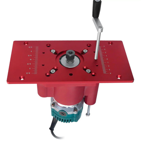 Red Beefed Up Router Lift System For Woodworking, Easy Lift Base Kit With Tenoning Slotting Chamfering, ABS Build, Stainless Bearings