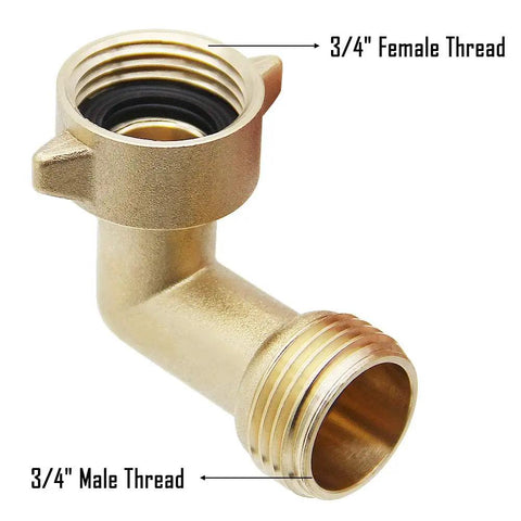 90 Degree Garden Hose Elbow Adapter 2 Pack Quick Connect Brass Fittings For Hose Male To Female Hassle Free Setup Works With Pressure Regulators Durable Solid Brass, 3/4 in